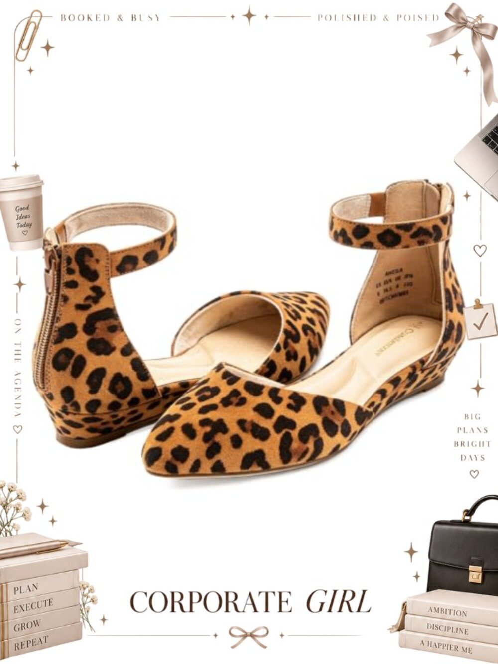Women's Comfortable Closed Toe Flat Dress Shoes with Low Wedge Heel Ankle Strap